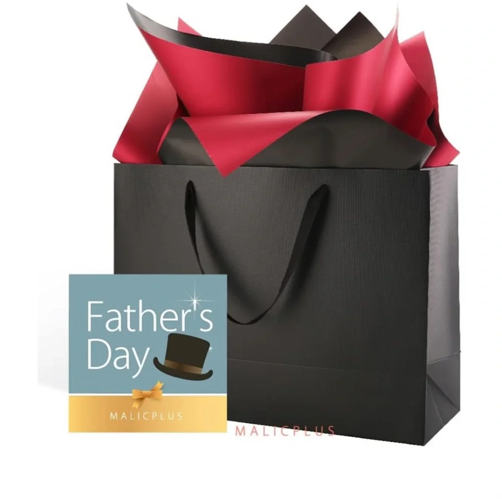 MALICPLUS 12 Extra Large‎ Gift Bags 16x6x12 Inches, Luxury Matte Black Gift Bags